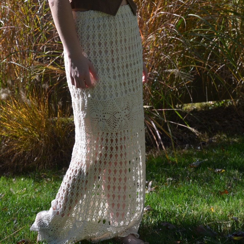 Earthbound boho crochet maxi skirt